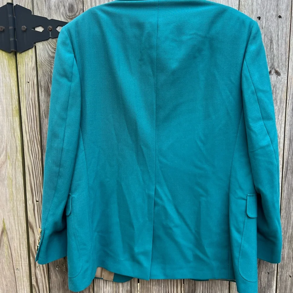LACROSSE Teal Green Gold Button Blazer Jacket Mens 43 Regular